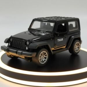 Temzo Mahindra Thar 4x4 Toy Car – 1:32 Die-Cast Metal SUV Model for Kids | Collectible Thar Car Toy with Pull Back Action, Rubber Tyres & Openable Doors | Miniature Jeep Toy (Black)